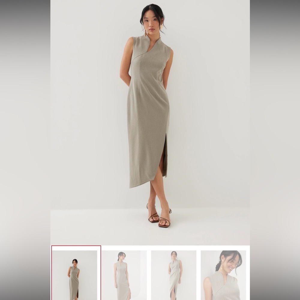 Elegant Olive Green Sleeveless Dress